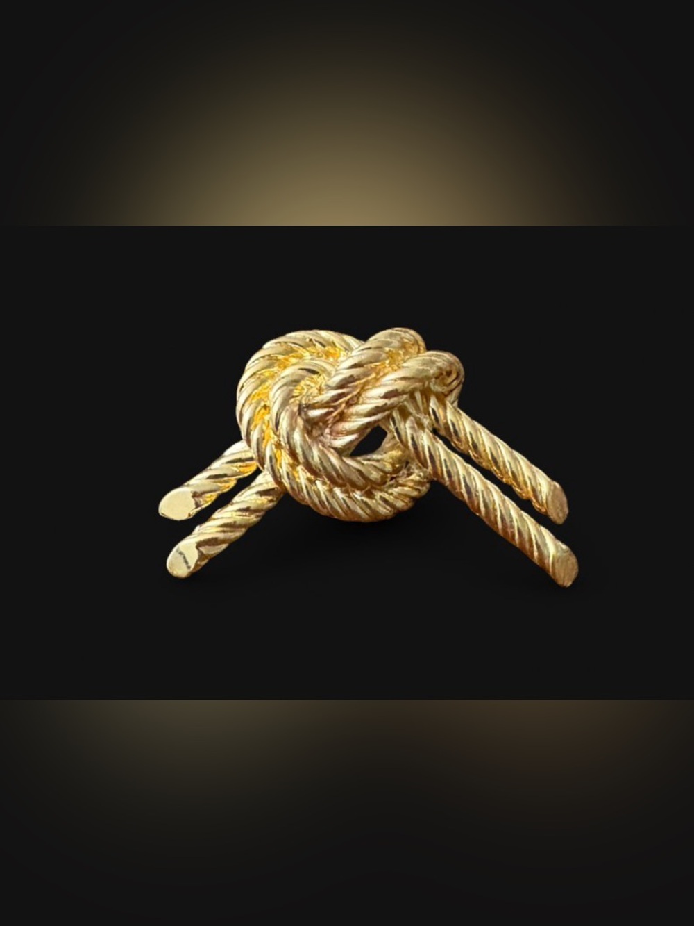 Vintage Joan Rivers Signed Gold Rope Love Knot Brooch Pin